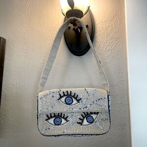 Anthropologie Maeve Fiona beaded bag purse eyes
